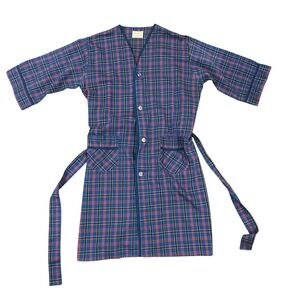 Vintage pleetway designer original plaid robe mid century modern 60s loungewear